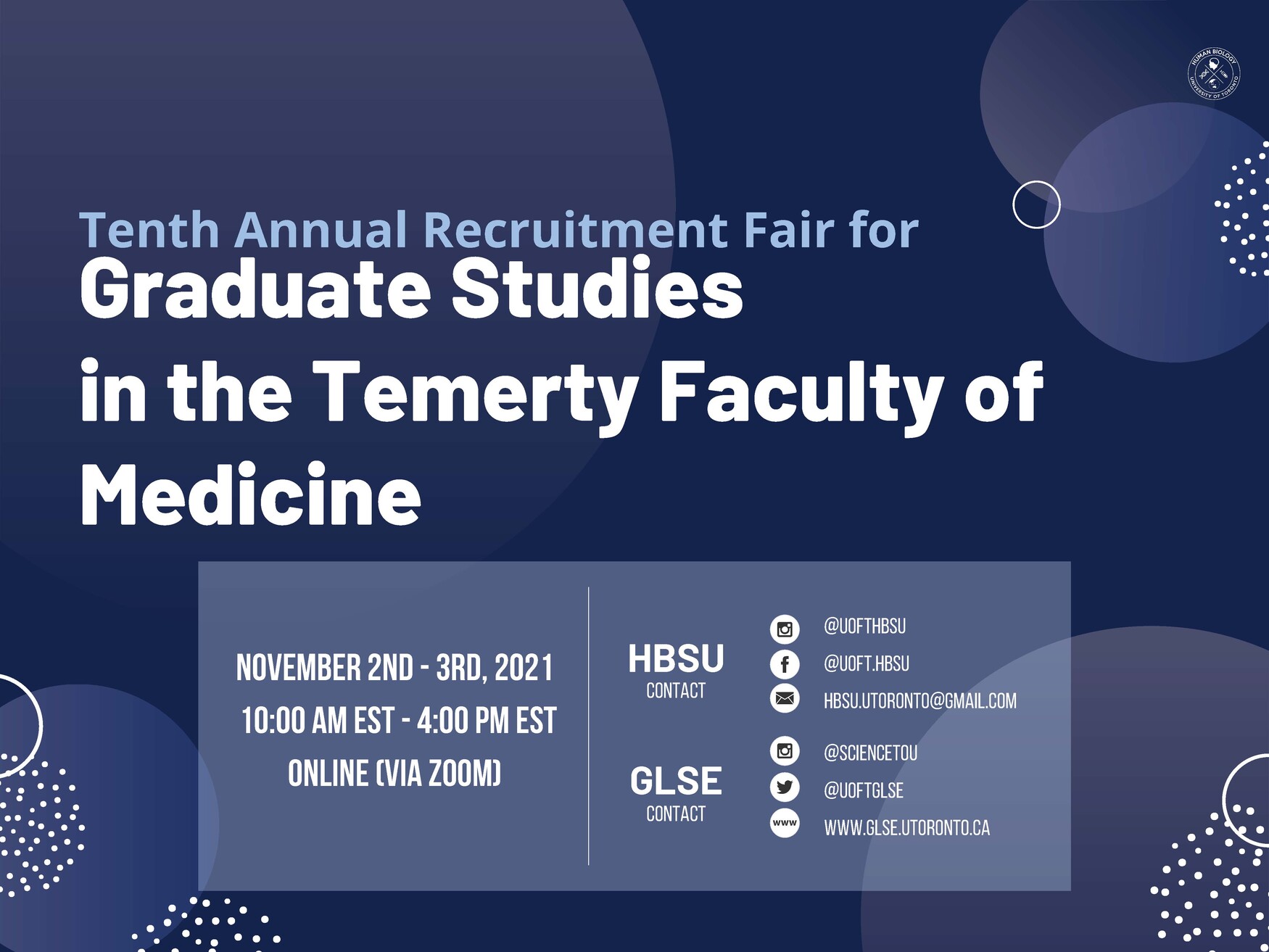 Tenth Annual Recruitment Fair for Graduate Studies in the Temerty Faculty of Medicine
