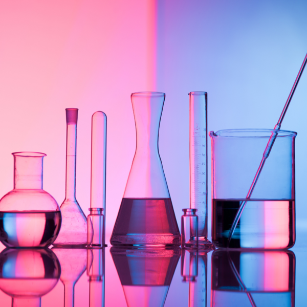 lab glassware filled with liquid